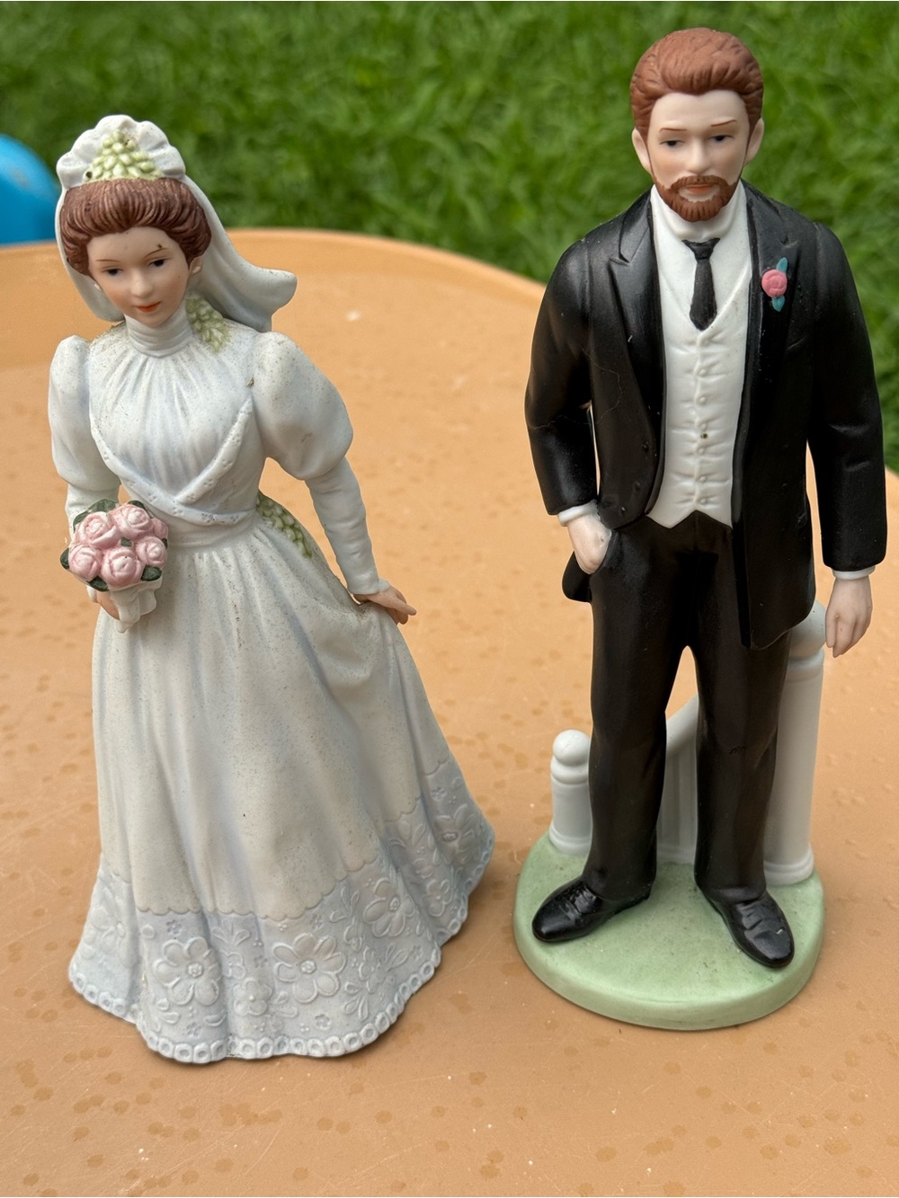 Home Interiors White Bridal and Black Tuxedo Figurine Pair
